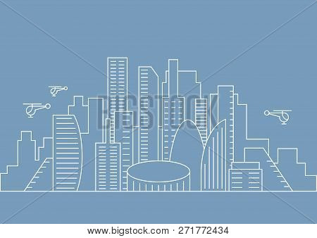 Vector Thin Line City Illustration Concept For Any Use