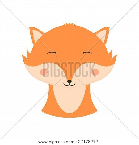 Cute Fox With Closed Eyes, Vector Eps10 Illustration