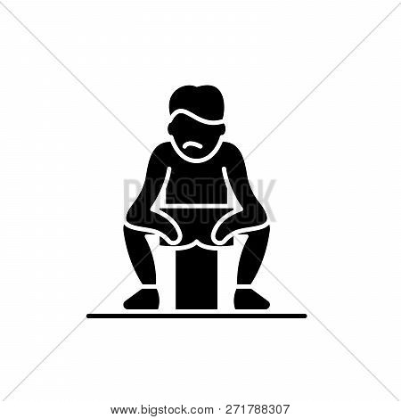 Get Tired Black Icon, Vector Sign On Isolated Background. Get Tired Concept Symbol, Illustration