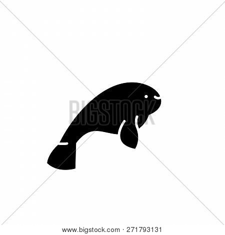 Beluga Black Icon, Vector Sign On Isolated Background. Beluga Concept Symbol, Illustration