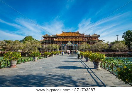 Hue, Vietnam - November 17, 2018: Imperial Royal Palace Of Nguyen Dynasty In Hue, Vietnam. Unesco Wo