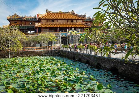Hue, Vietnam - November 17, 2018: Imperial Royal Palace Of Nguyen Dynasty In Hue, Vietnam. Unesco Wo