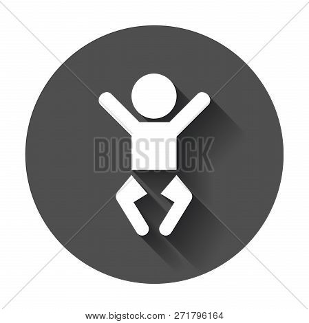 Baby Vector Icon. Child Flat Illustration On Black Round Backgro