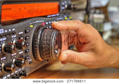 Modern High Frequency Radio Amateur Transceiver Closeup