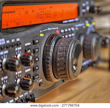 Modern High Frequency Radio Amateur Transceiver Closeup