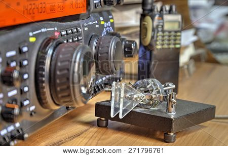 Modern High Frequency Radio Amateur Transceiver Closeup