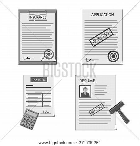 Vector Illustration Of Form And Document Logo. Set Of Form And Mark Stock Vector Illustration.