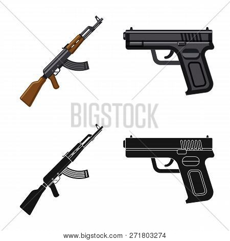 Isolated Object Of Weapon And Gun Sign. Collection Of Weapon And Army Stock Vector Illustration.