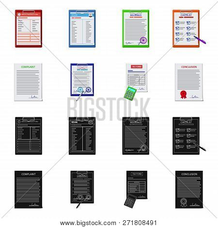 Vector Design Of Form And Document Icon. Set Of Form And Mark Stock Symbol For Web.