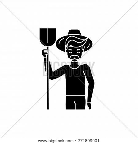 Agronomist Black Icon, Vector Sign On Isolated Background. Agronomist Concept Symbol, Illustration