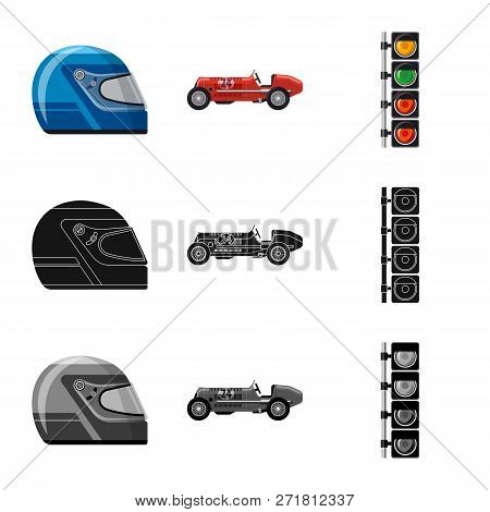 Vector Design Of Car And Rally Logo. Set Of Car And Race Vector Icon For Stock.