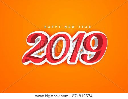 Happy New Year 2019 In 3d Style Vector Illustration