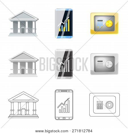 Isolated Object Of Bank And Money Symbol. Collection Of Bank And Bill Stock Vector Illustration.