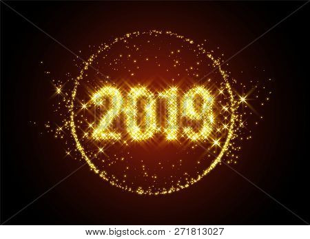 New Year 2019 Sparkles Background Vector Illustration Art