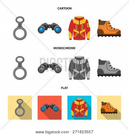 Vector Illustration Of Mountaineering And Peak Symbol. Set Of Mountaineering And Camp Stock Vector I