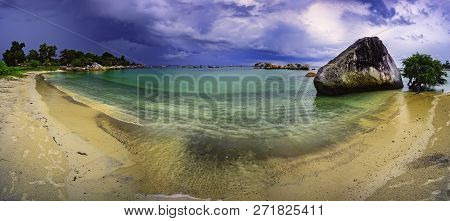 Panoramic View Of Tanjung Tinggi Beach/belitung/after The Storm