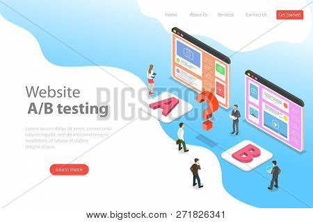 Isometric Flat Vector Landing Page Template Of Ab Testing, Split Test.