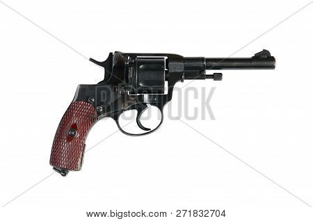 Old Revolver Isolated On White Background With Clipping Path