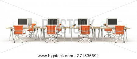 Interior modern open space office 3D illustration