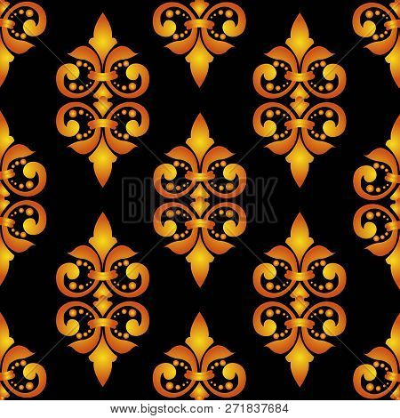 Seamless Pattern In A Classic Style In Golden Colors