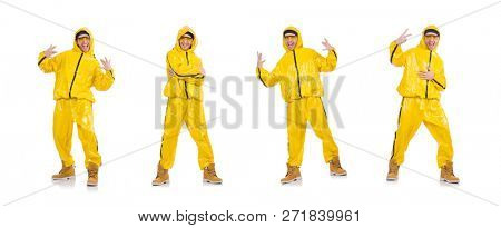 Young rap performancer isolated on white