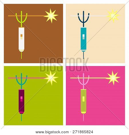 Mig Welding Torch In Hand Icon White Isolated On Color Background. Vector Illustration