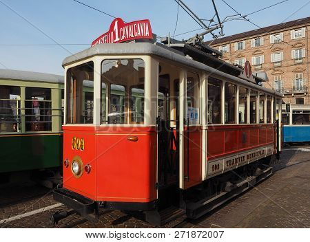 Vintage 502 Tram At Trolley Festival In Turin