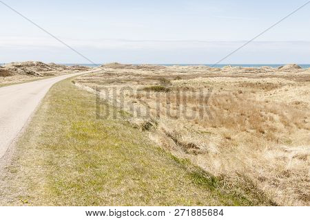 Single Country Route To Norre Vorupor Village In Denmark.