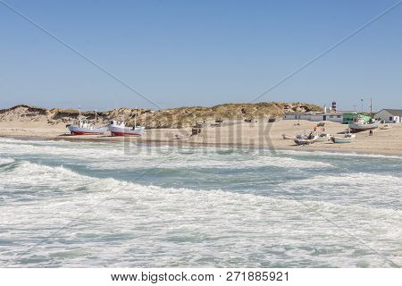 Fishing Boats On The Beach In Norre Vorupor, Denmark