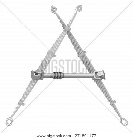 Letter A From Car Parts. The First Letter Of The Alphabet A Composed Of Springs And A Cardan Shaft. 