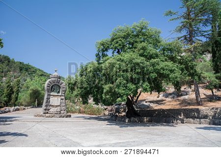 Mallorca, Spain - July 19, 2013: Santuari De Lluc. View Of The Famous Monastery On The Island Of Mal