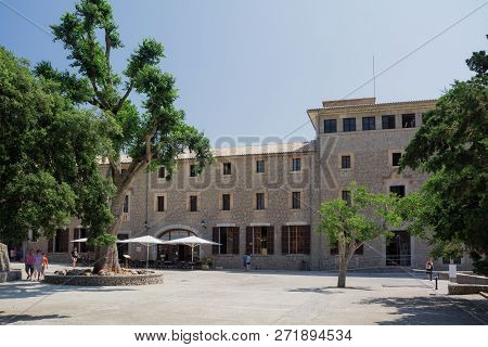 Mallorca, Spain - July 19, 2013: Santuari De Lluc. View Of The Famous Monastery On The Island Of Mal