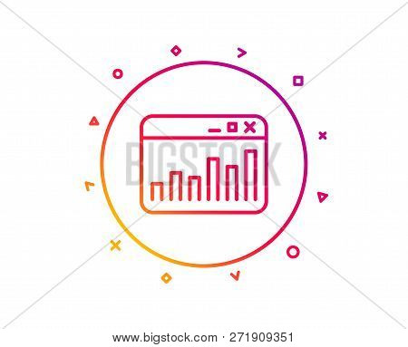 Marketing Statistics Line Icon. Web Analytics Symbol. Browser Window Sign. Gradient Pattern Line But