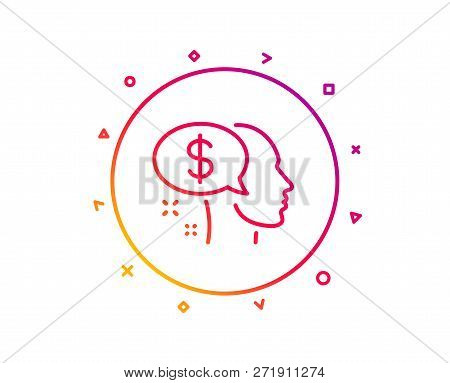 Pay Line Icon. Think About Money Sign. Beggar Symbol. Gradient Pattern Line Button. Pay Icon Design.
