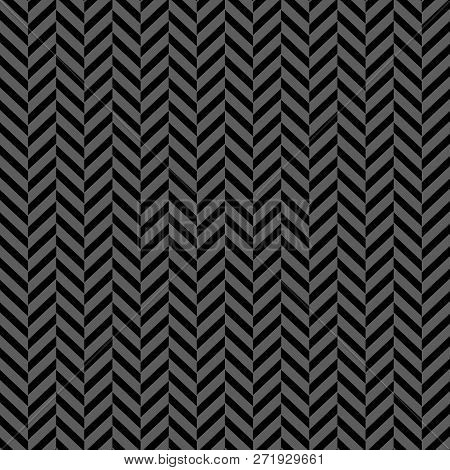 Herringbone Textured Seamless Pattern On Black Background. Vector.