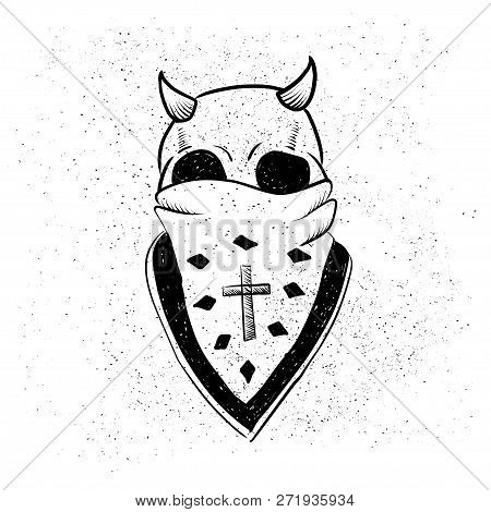 Urban Street Hip Hop Gangsta Rapper, Skull In Bandana