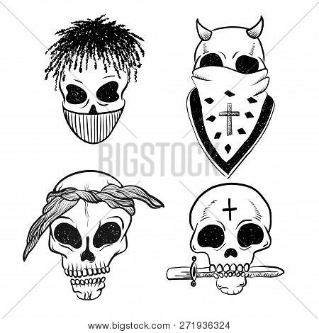 Urban Street Hip Hop Gangsta Rapper, Skulls In Bandana