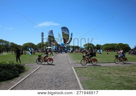 Buenos Aires, Argentina - November 4, 2018: United Nations Park In Buenos Aires. In The Background T