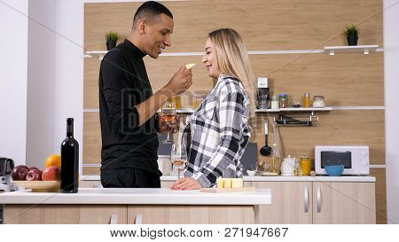 Boyfriend Having A Cute Moment With His Gilfriend While Cooking