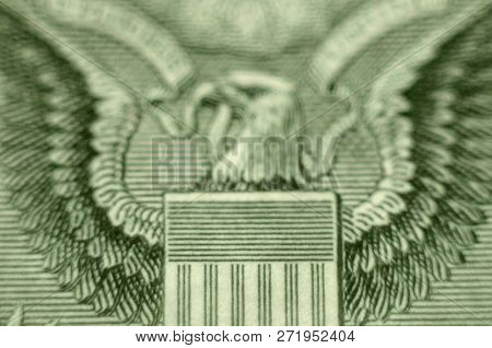 Shallow Depth Of Field Shot Of Stripes In Front Of American Eagle, From The Us Coat Of Arms, On The 