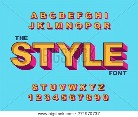 3d Bold Retro Font. Vintage Alphabet Vector 80 S, 90 S Old Style Graphic Poster