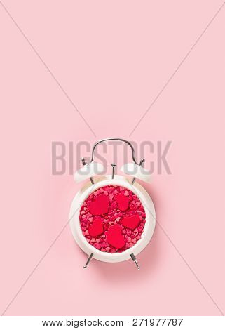 Valentines Day Concept Pastel Minimalis, Time To Gift On Pink Background