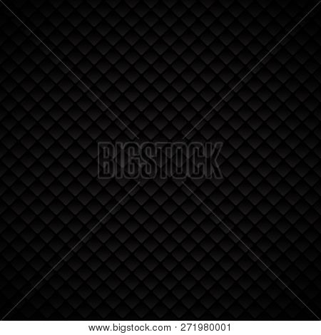 Abstract Luxury Black Geometric Squares Pattern Design On Dark Background. Luxurious Texture. Carbon