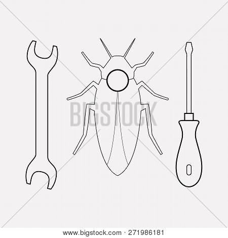 Bug Fixing Icon Line Element. Vector Illustration Of Bug Fixing Icon Line Isolated On Clean Backgrou