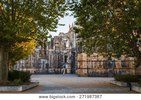 Batalha, Portugal. Monastery Of Batalha Aka Monastery Of Santa Maria Da Vitoria. View Of The Capelas