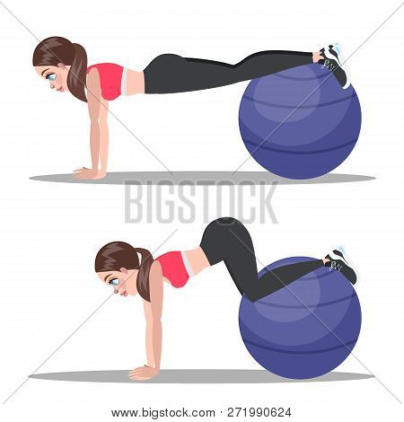 Woman Doing Crunches In The Gym. Belly Burn