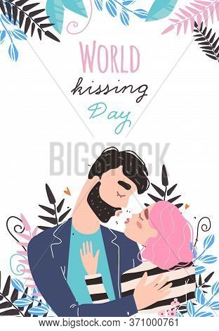 Romantic Couple In Love Kissing. World Kissing Day