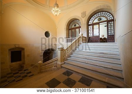 Leon, Spain - June 27, 2017: Staircase in the monastery of San Isidoro.