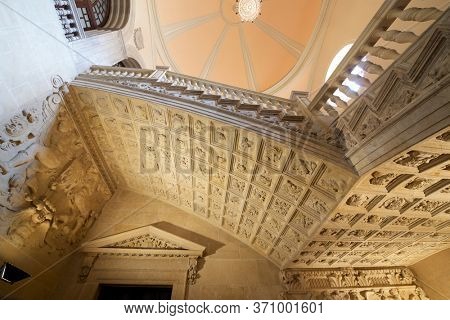 Leon, Spain - June 27, 2017: Staircase in the monastery of San Isidoro.