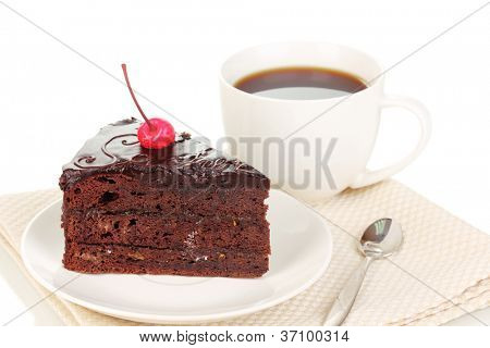 Beyaz izole çikolata sacher kek